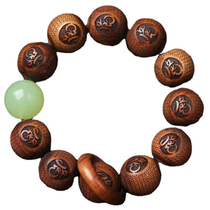 Pulsera de protección de tigre con grabado de palisandro tibetano con Buddha Stones