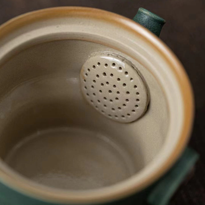 Taza de té de cerámica Kung Fu con bolsa, Buddha Stones , Sanxingdui