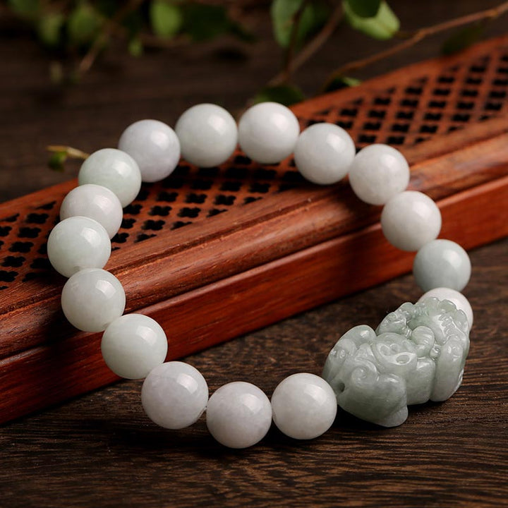 Pulsera de la suerte de Jade PiXiu, Buddha Stones Fengshui, riqueza, prosperidad