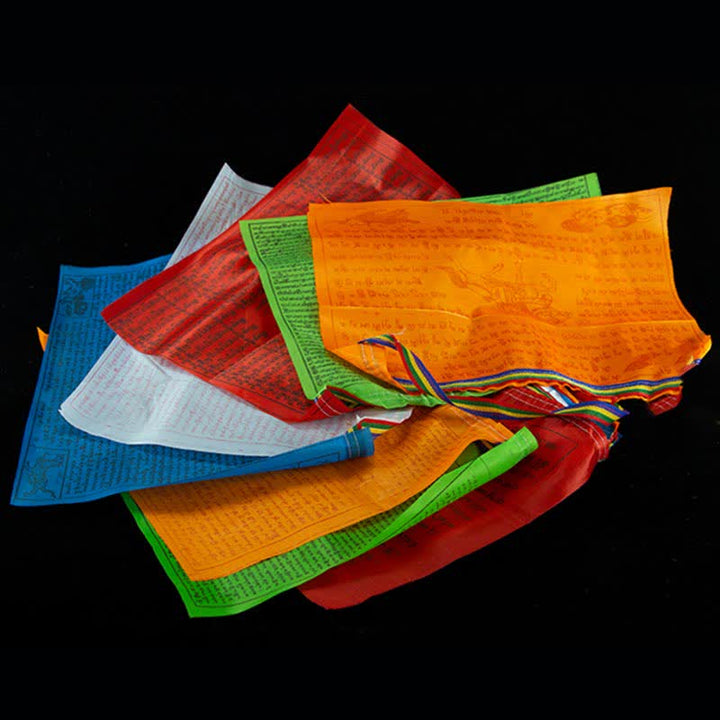 Bandera de oración tibetana de 5 colores con bendición de caballo de viento al aire libre, 20 unidades