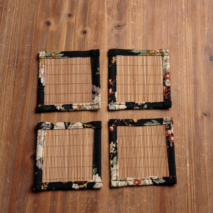 Tapete para taza de bambú con Buddha Stones , posavasos para taza de té, tapete para té de Kung Fu, Vintage, peonía, flor