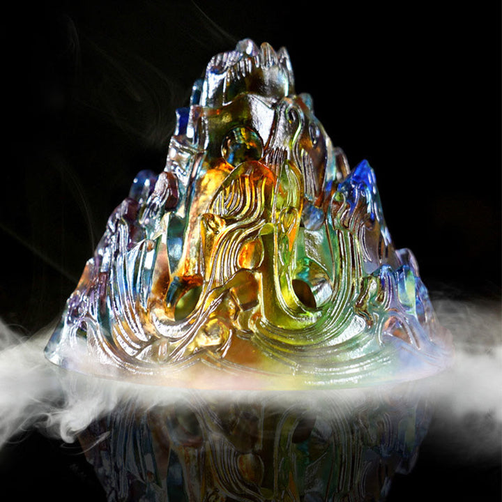 Quemador de incienso de meditación curativa Liuli Crystal Mountain