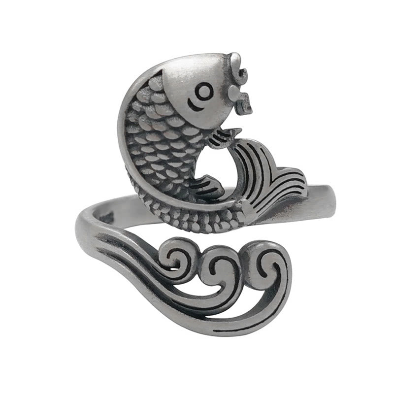 Anillo de plata de ley 925 con Buddha Stones , pez koi, ondulación de agua, suerte y riqueza - image 14