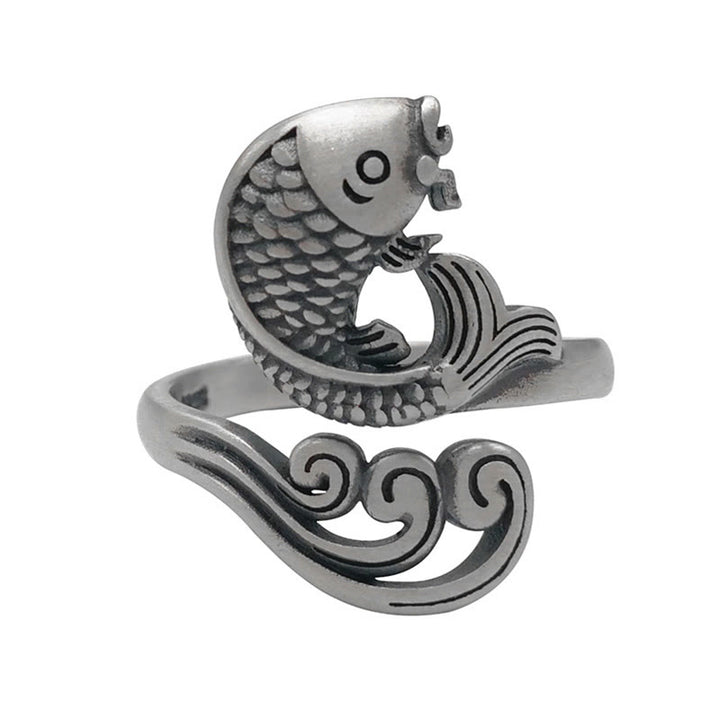 Anillo de plata de ley 925 con Buddha Stones , pez koi, ondulación de agua, suerte y riqueza - image 14