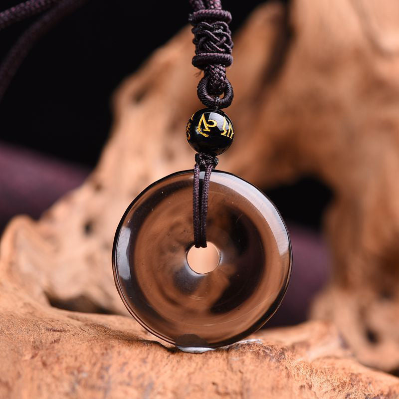 Collar de protección de obsidiana tibetana con Buddha Stones