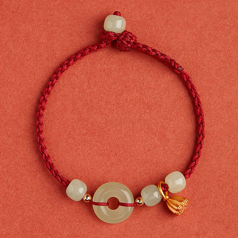 Pulsera de Buddha Stones, hebilla redonda de la paz, Jade, loto, felicidad, abundancia y riqueza - image 8