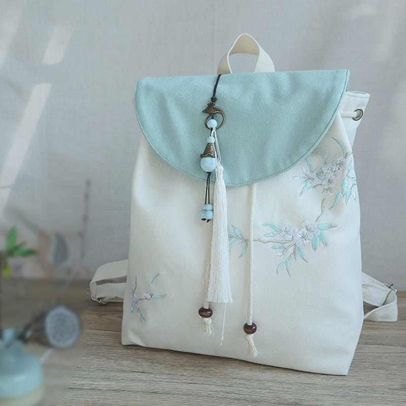 Mochila de lona de gran capacidad bordada hecha a mano con Buddha Stones - image 39