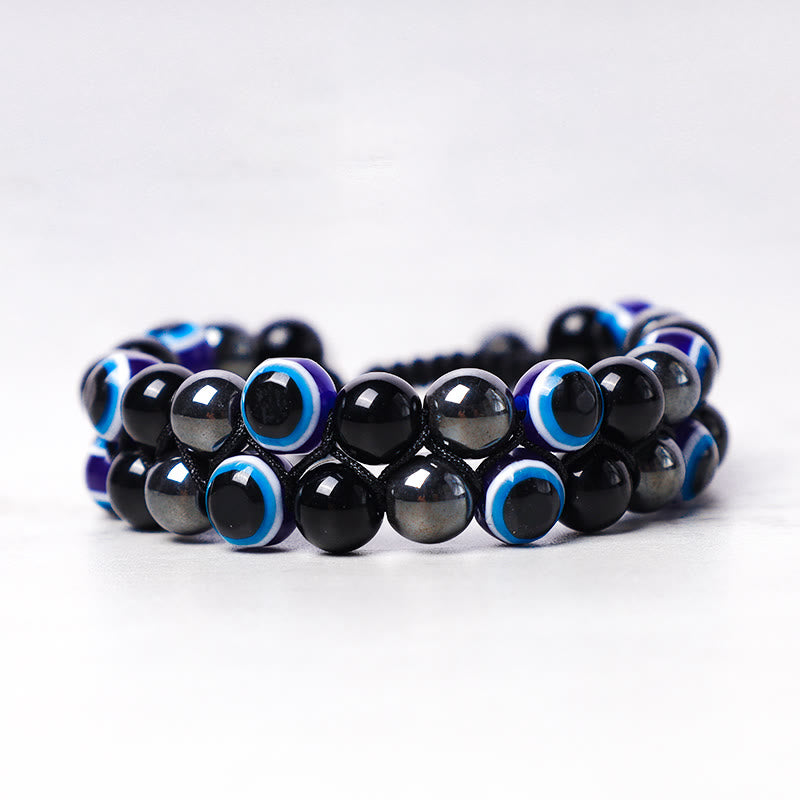 Pulsera con cuentas de protección de ojo de tigre, hematita, mal de ojo , Buddha Stones