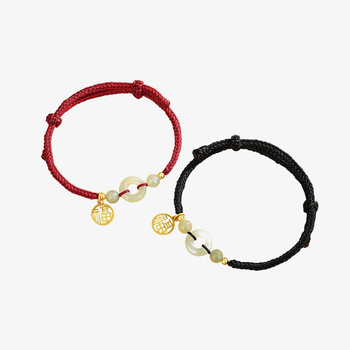Pulsera de plata de ley 925 con Buddha Stones , jade hetiano, hebilla de la paz, dije de personaje Fu, pulsera de abundancia