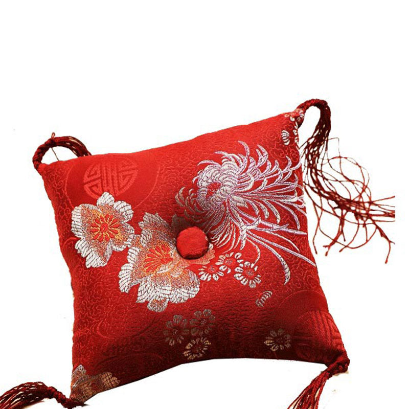 Decoración de cojín de cuenco tibetano con decoración de borlas