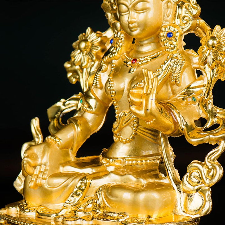 Decoración de estatua chapada en oro con protección de esperanza de Tara Blanca Bodhisattva - image 11
