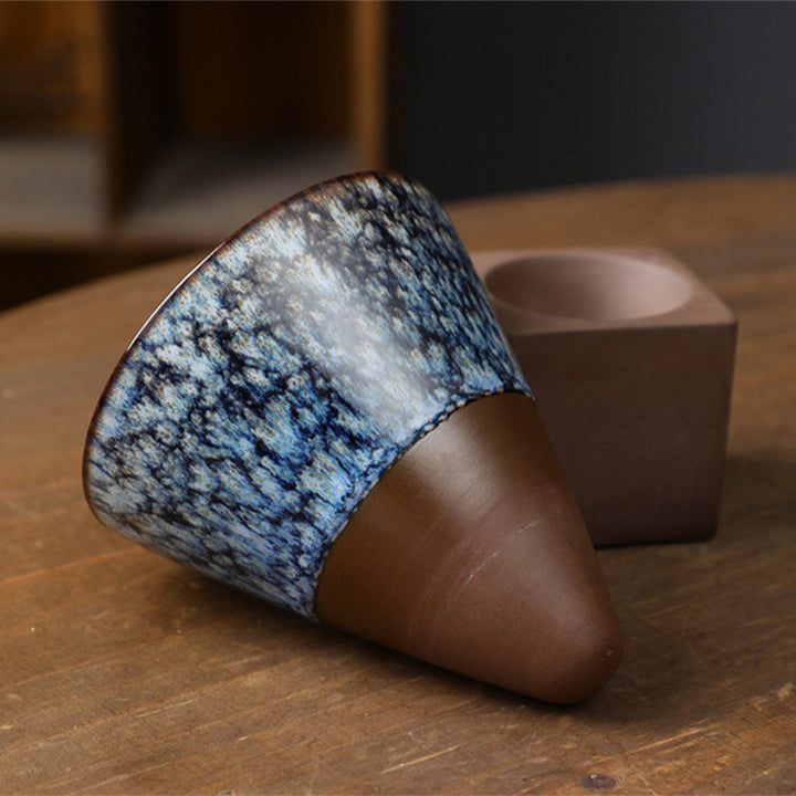 Taza de café de cerámica con cambio de horno Retro Buddha Stones, taza de café expreso con Base de 200ml