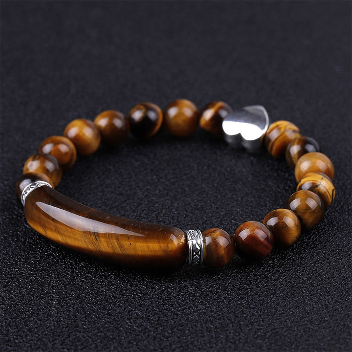 Pulsera de corazón unisex con cuentas de cristal natural