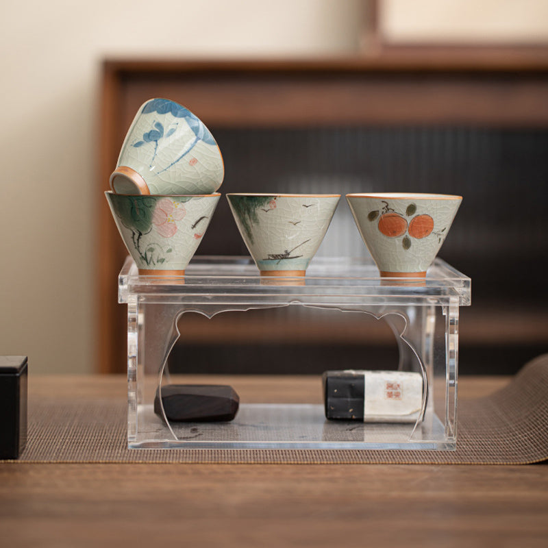 Taza de té de cerámica con Buddha Stones, bote de caqui, pez Koi, loto, taza de té de Kung Fu, 50ml