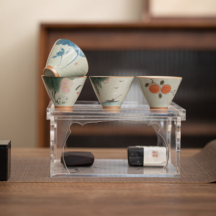 Taza de té de cerámica con Buddha Stones, bote de caqui, pez Koi, loto, taza de té de Kung Fu, 50ml