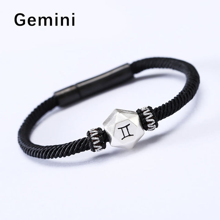 Pulsera de hilo hecha a mano con protección de las 12 constelaciones del zodíaco de plata de ley 999 con Buddha Stones - Géminis - 19 cm - image 4