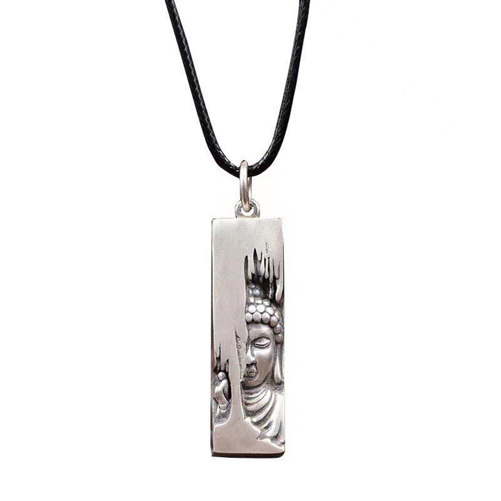 Collar con colgante de Buddha Stones, Tathagata, protección y fuerza, estilo vintage - Buda + cuerda de cuero de 60 cm - image 0