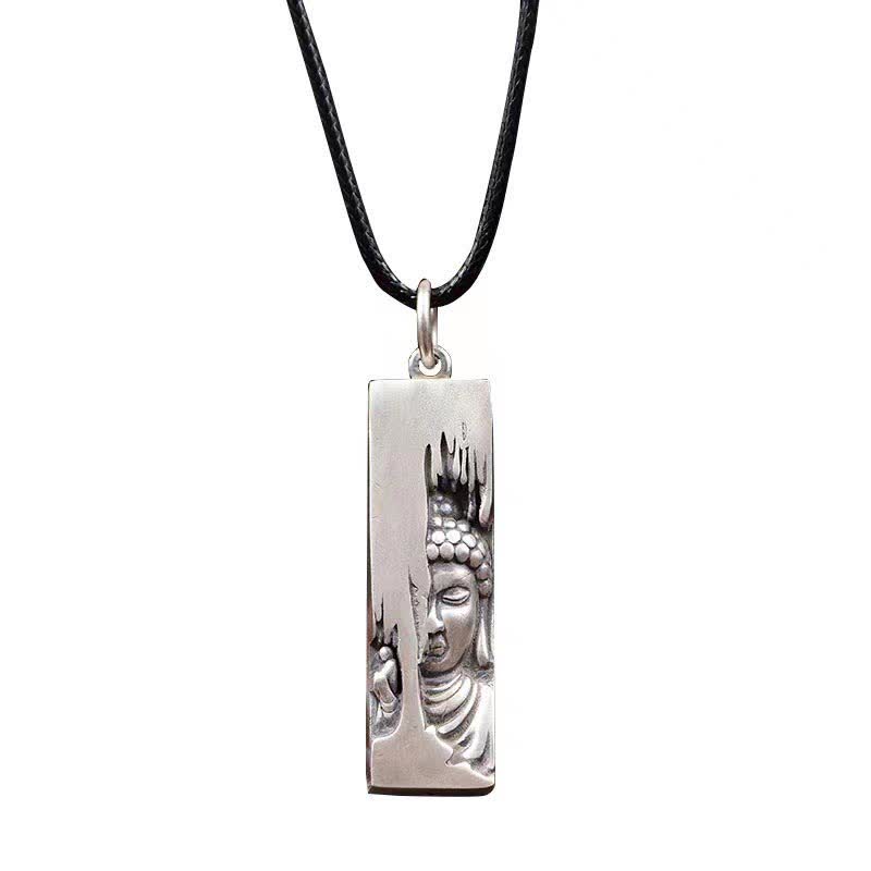 Amuleto de protección y fuerza de Buddha Stones Tathagata, collar con colgante de estilo vintage para la buena suerte. - Buda de estilo vintage + cuerda de cuero de 60 cm - image 0