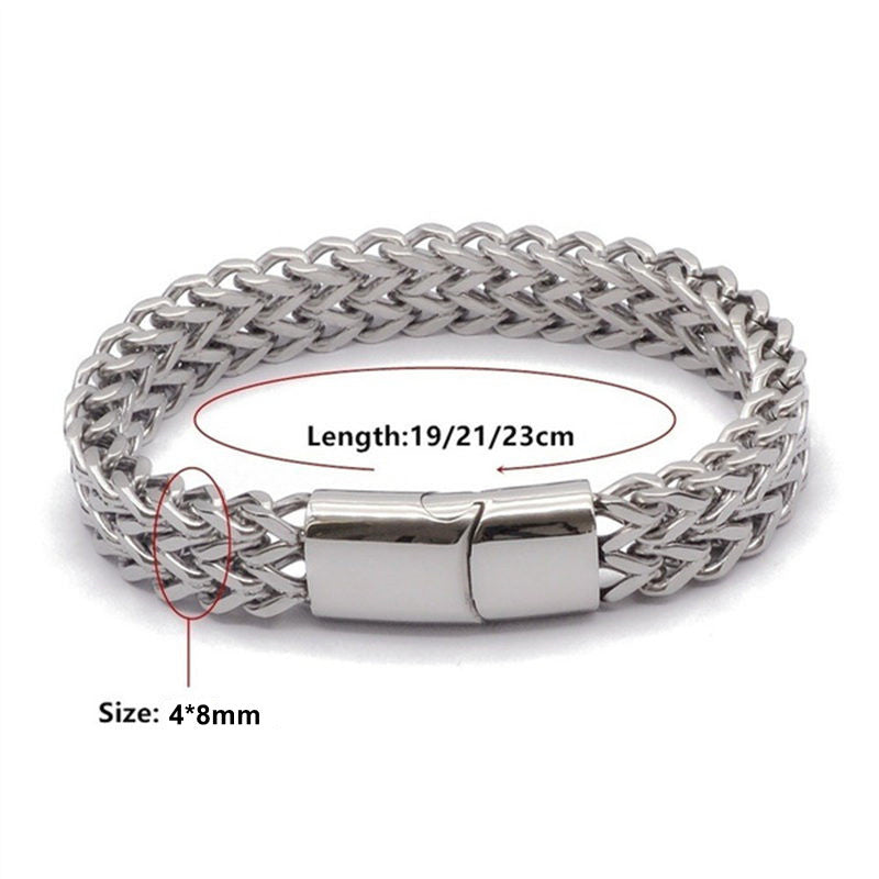 Brazalete de pulsera de equilibrio de acero de titanio con hebilla magnética de escamas de pescado de Buddha Stones