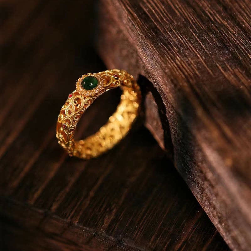 Anillo de la suerte del éxito del jade cian de plata de ley 925 con Buddha Stones - image 3