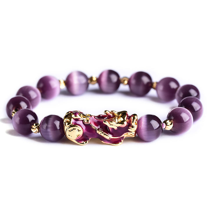 Pulsera de riqueza con ojo de gato Pixiu de Buddha Stones
