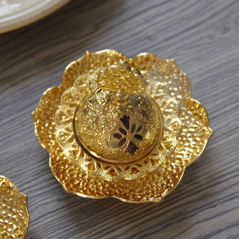 Posavasos con forma de hoja de oro, miniquemador de incienso espiritual de aleación de Metal