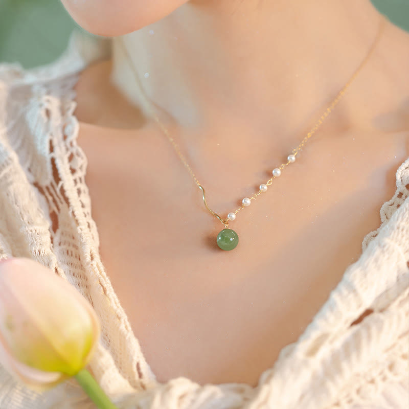 Piedras de BudaColgante de collar de cuentas de suerte de perlas de jade natural de Hetian
