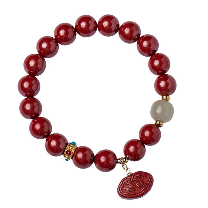 Pulsera con dijes de protección curativa de jade cinabrio con Buddha Stones