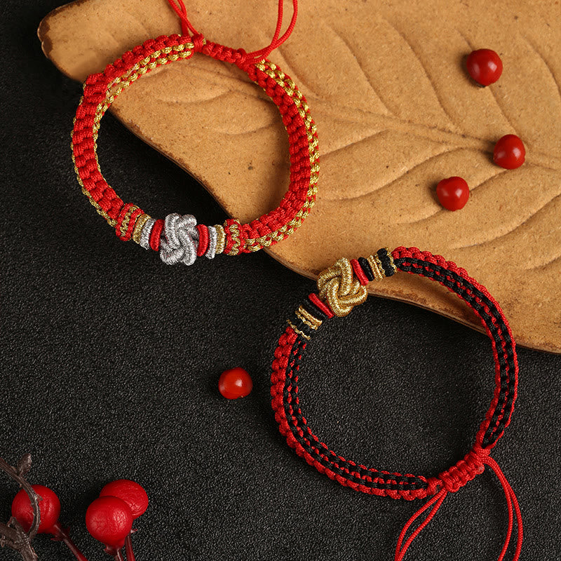 Pulsera hecha a mano con Buddha Stones, cuerda colorida, nudo de amor verdadero, suerte