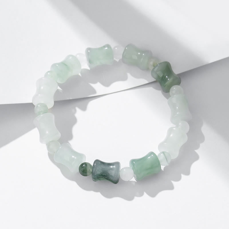 Pulsera de la suerte de la abundancia del patrón de bambú de la cáscara de coco del jade de las Buddha Stones