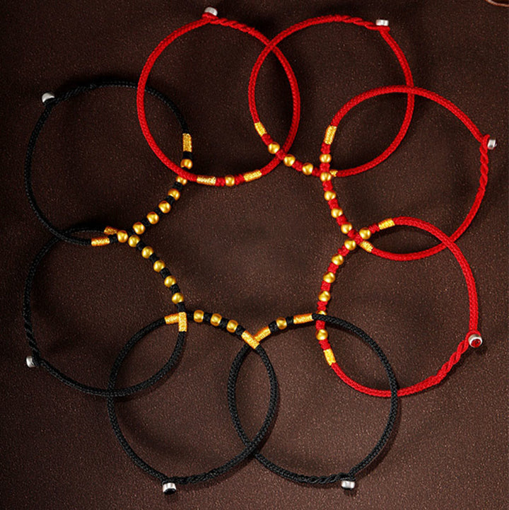 Pulsera de protección trenzada hecha a mano con nudo King Kong de la suerte con cuentas de oro 999 de piedras de Buddha Stones