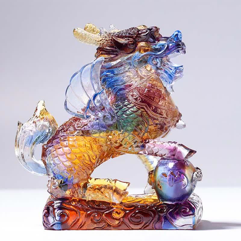 Feng Shui Kirin hecho a mano Liuli Crystal Art Piece Fortune decoración de la oficina en el hogar - image 1