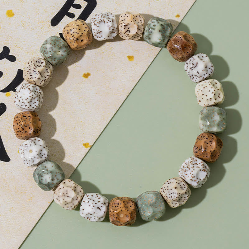 Pulsera de riqueza auspiciosa de semillas Bodhi coloridas naturales de Buddha Stones