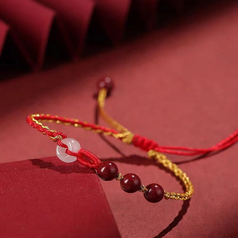 Pulsera de bendición con hebilla de paz de jade cinabrio natural con Buddha Stones
