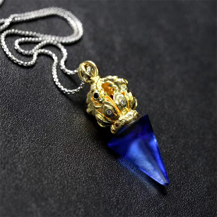 Buddha Stones tibetano Dorje Vajra 4 puntas Lotus Liuli cristal fuerza collar colgante - image 1