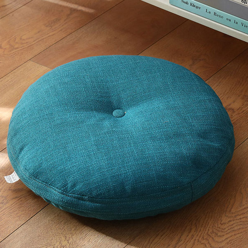Cojín de asiento de meditación de lino con diseño Simple de loto, decoración para el hogar y la sala de estar - Desmontable - 40 cm x 10 cm - Turquesa medio - image 14