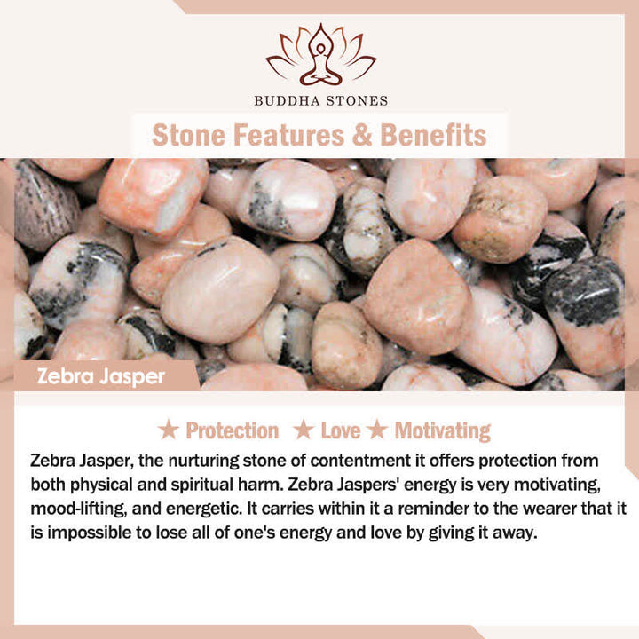 Pulsera de fuerza de loto con Buddha Stones, 108 cuentas de Mala, sodalita, cebra, jaspe, cristal